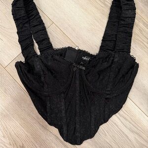 For Love & Lemons Black Lace Bustier Crop Top size Medium